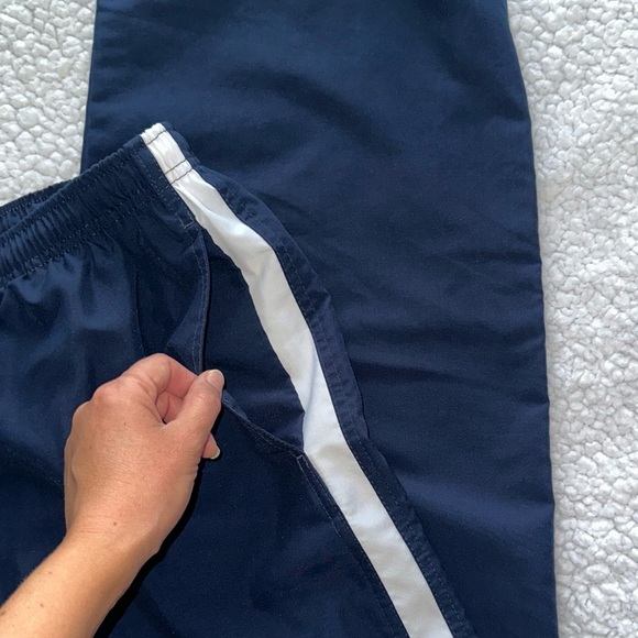 NIKE track pants ankle zipper navy white stripe drawstring elastic waist mens L - Picture 7 of 12